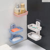 Double Layer Hollow Holder Bathroom Drain Soap Box Suction Cup Soap Holder Wall Hanging Rack