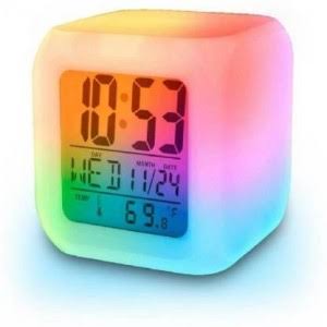 Digital Alarm Clock With Automatic 7 Color Changing LED Date Time Temperature