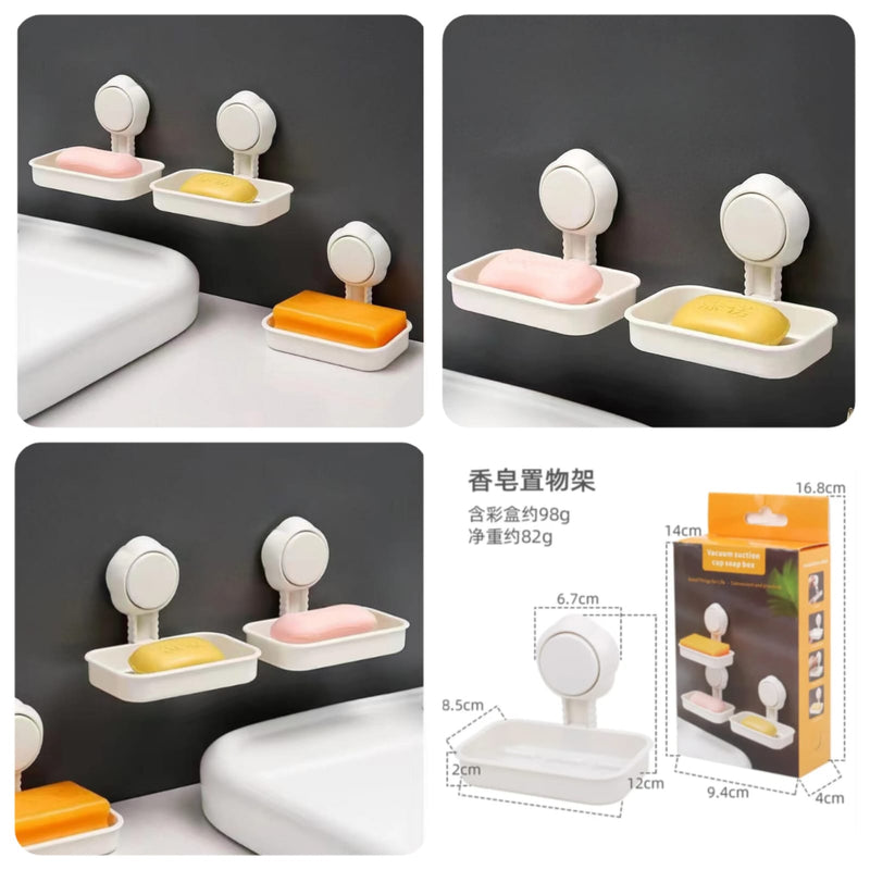 Multipurpose Wall Mount Suction Cup Soap Box Drain Soap Tray Holder