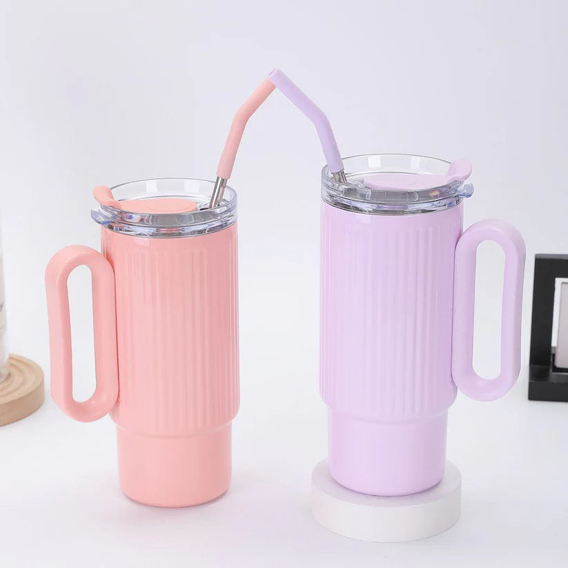 Stainless Steel Insulated Tumbler with Handle And Straw 1200ml