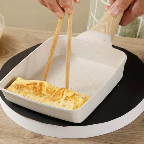 Square Shape Non Stick Fry Pan With Wooden Handle