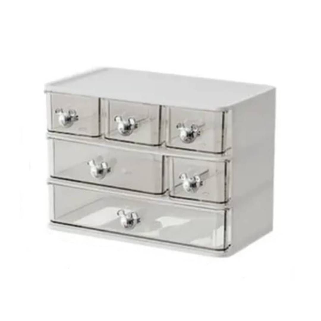 Multipurpose 6 Compartments Acrylic Drawer Storage Organizer With Bear Shape Handle