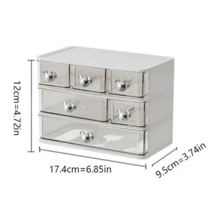 Multipurpose 6 Compartments Acrylic Drawer Storage Organizer With Bear Shape Handle