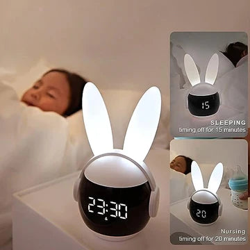 Cute Bunny Alarm Clock Rabbit Alarm Clock Alarm Clock With Ringtones Rechargeable Snoozing Night Light Clock