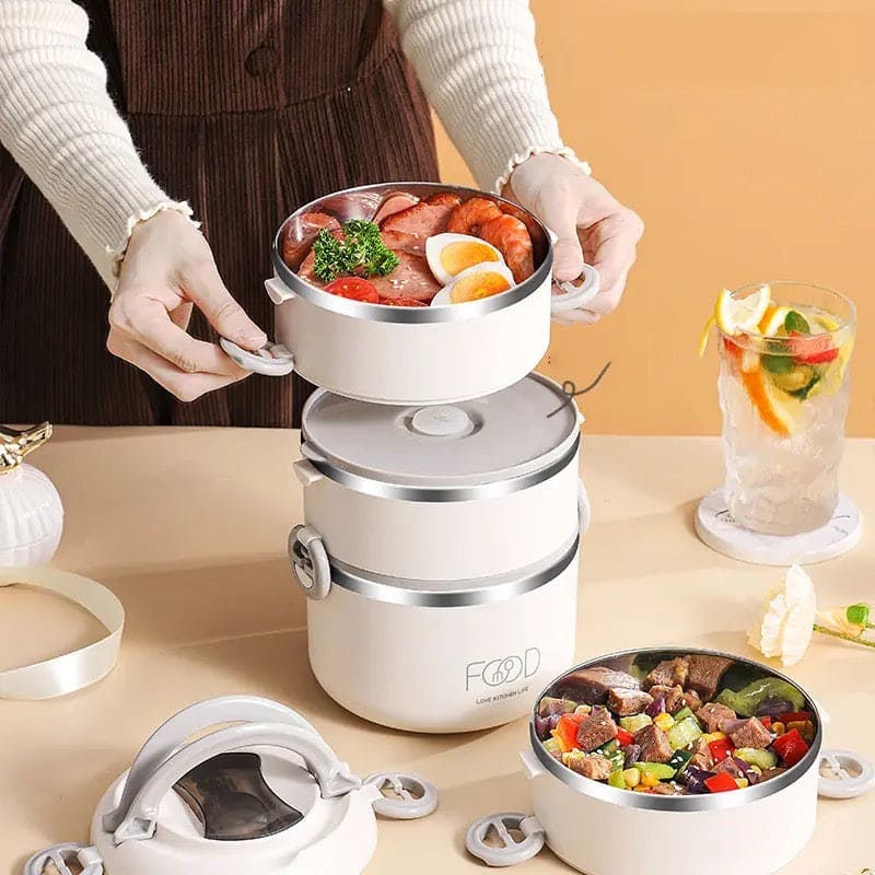 Stainless Steel Portable Multilayer Warm Lunch Box With Bag Insulated Thermal Hot Lunch Box Container