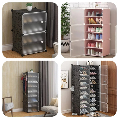 Portable Attachable Shoe Storage Rack Large Capacity Dustproof Shoe Storage Cabinet