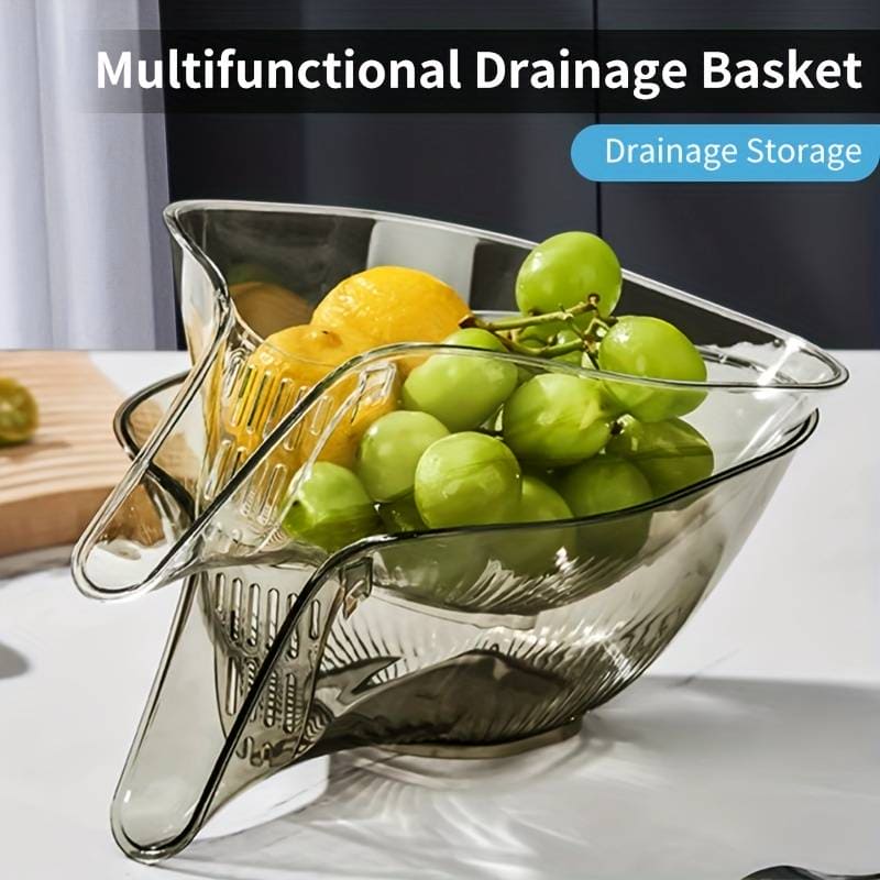 Multifunctional Acrylic Drain Bowl Transparent Strainer Basket Drain Bowl With Funnel