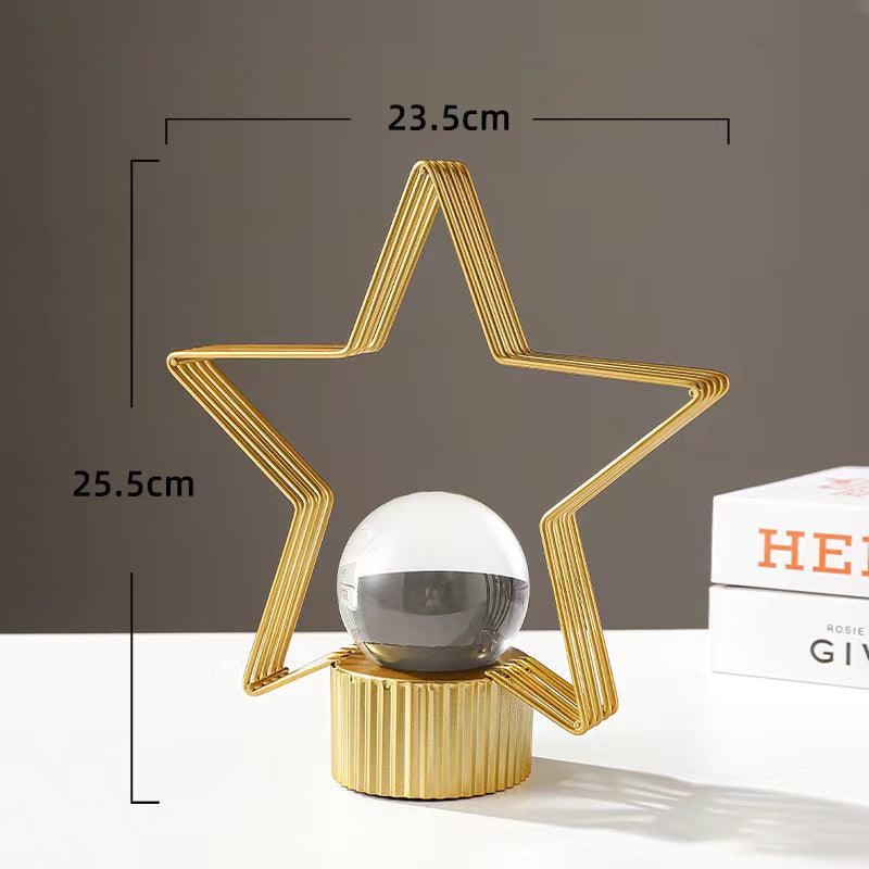 Luxury Star Shape Metal Ornament With Crystal Ball Unique Design For Table Decor