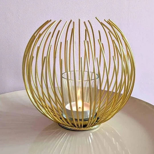 Geometric Metallic Gold Nordic Modern Desktop Candle Holder Stand Without Candle