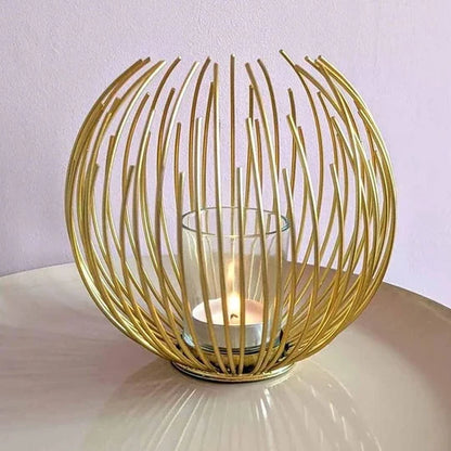 Geometric Metallic Gold Nordic Modern Desktop Candle Holder Stand Without Candle