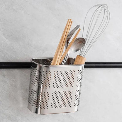 Multifunctional Stainless Steel Utensil Holder Cutlery Chopstick Holder Basket With Hook