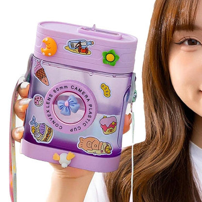 Camera Shape Cute Water Bottle With Adjustable Shoulder Strap
