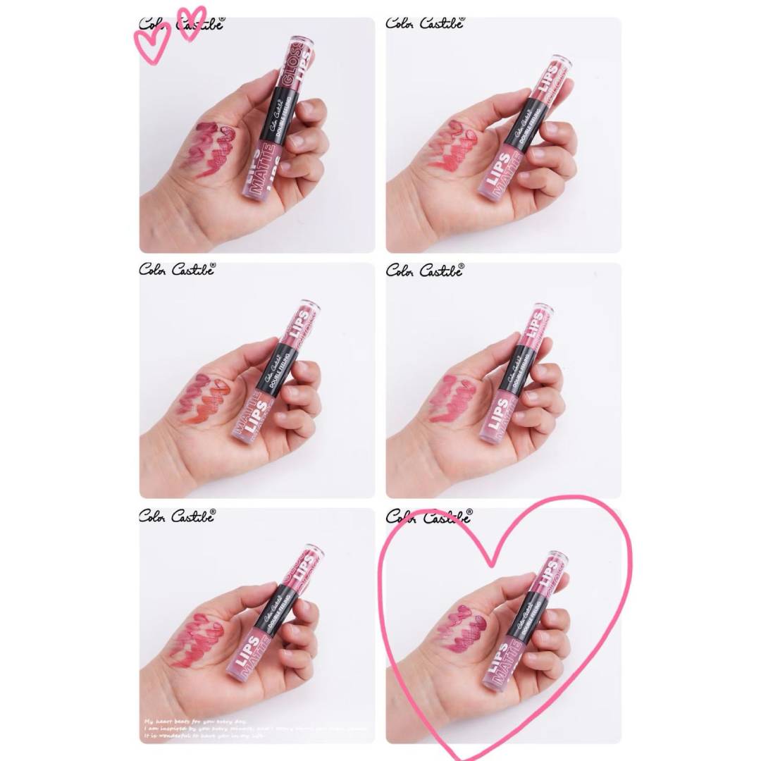 Color Castle 2in1 Matte Double Feeling Waterproof Lipgloss 6Pcs Set