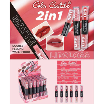 Color Castle 2in1 Matte Double Feeling Waterproof Lipgloss 6Pcs Set