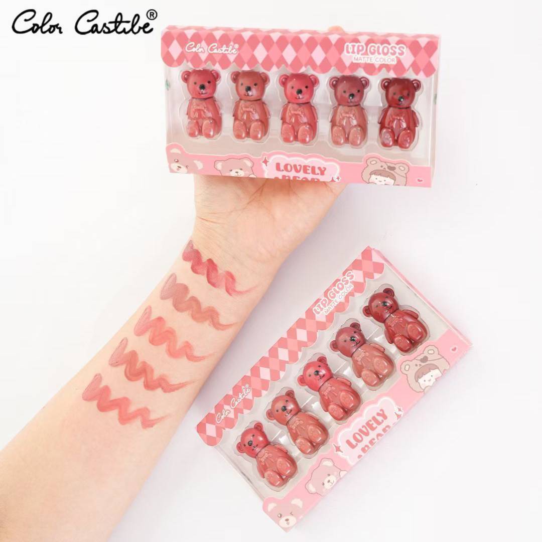 Color Castle Lovely Bear Matte Lip Gloss 5in1 Pack