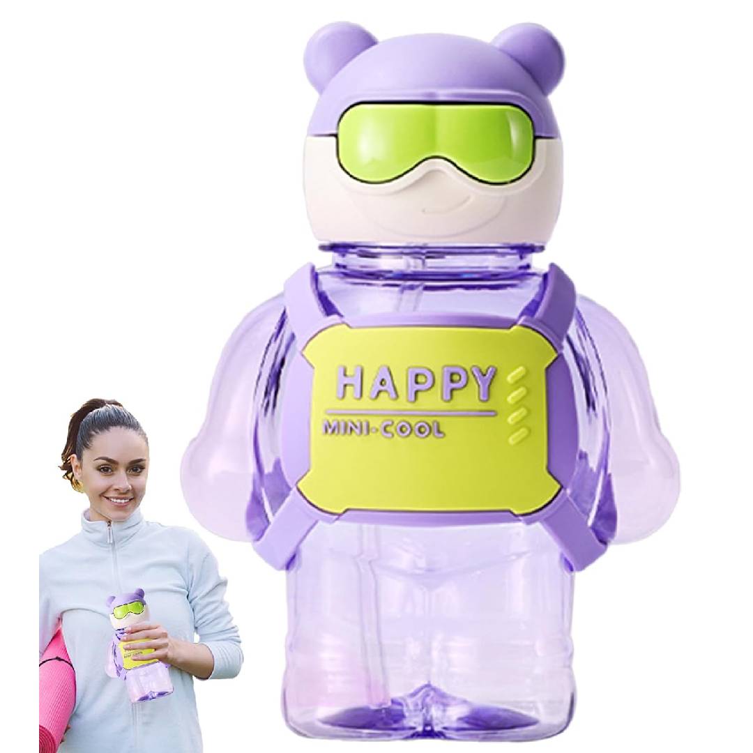 Cute Happy Mini Cool Water Bottle With Straw