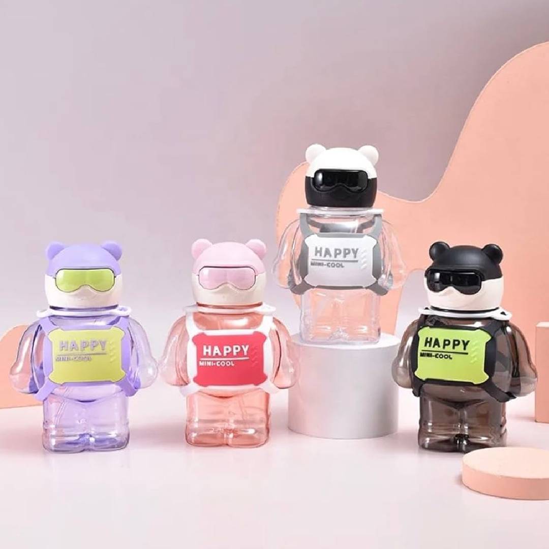Cute Happy Mini Cool Water Bottle With Straw