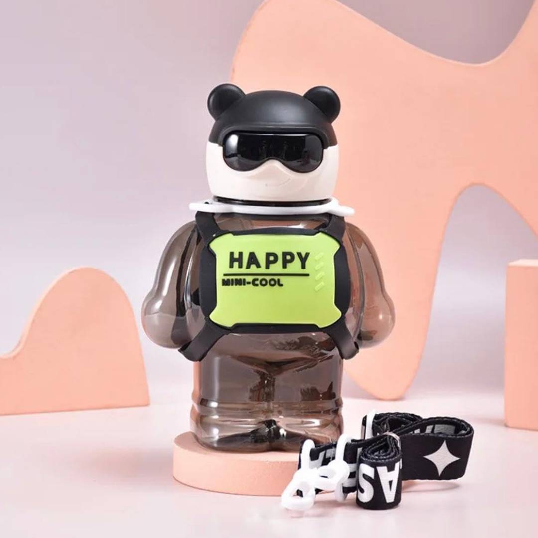 Cute Happy Mini Cool Water Bottle With Straw