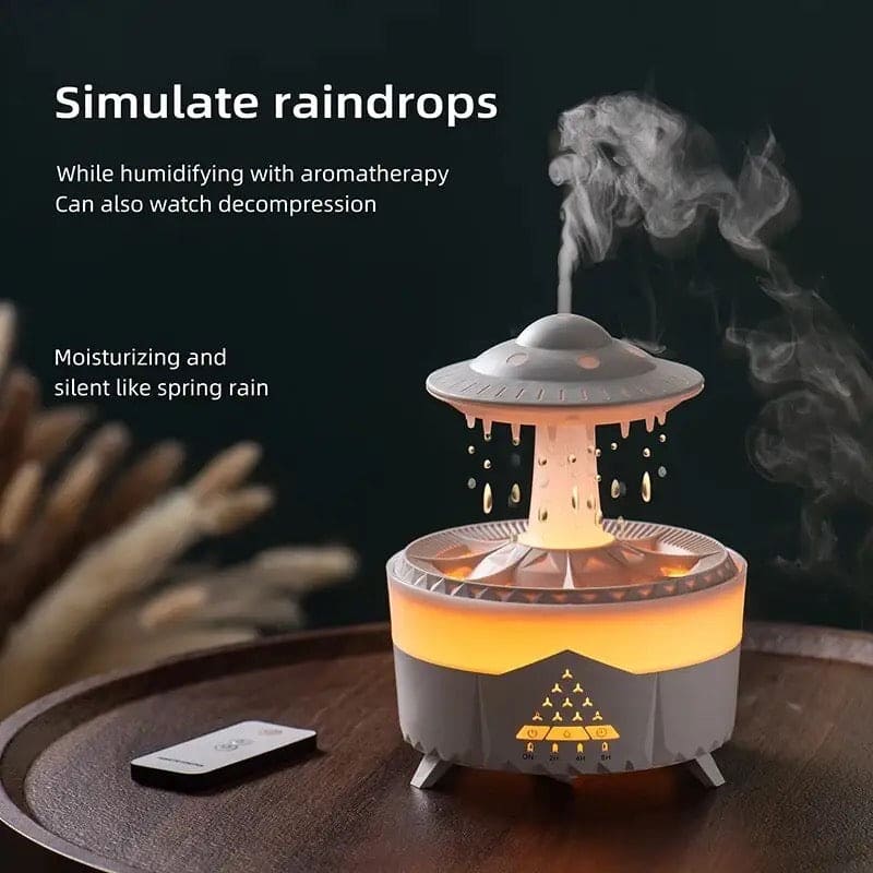 Rain Drop Mushroom Humidifier Ultrasonic RC Atomization Air Freshener With Night Light
