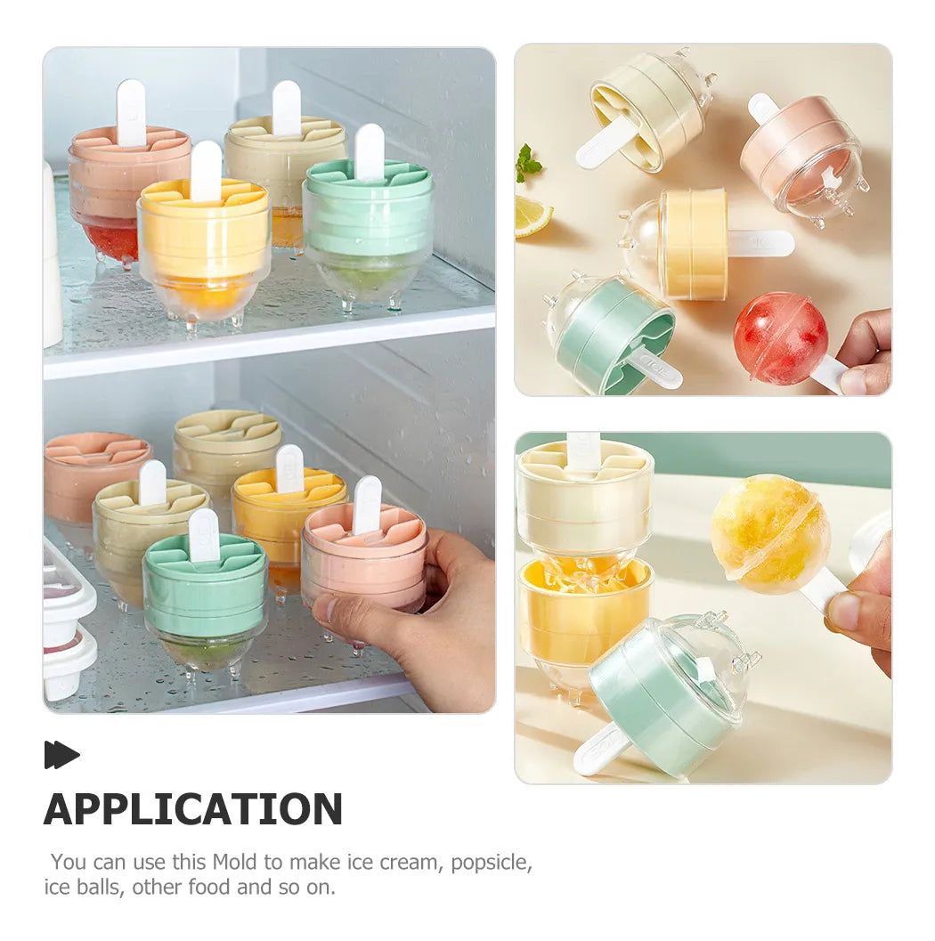 Popsicles Ice Ball Mold Easy Demolding Lollipop Ice Ball Making Mold Pack Of 4