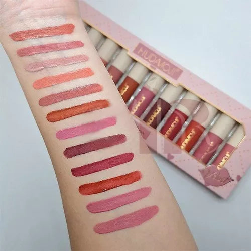 Hudamoji Mini Matte Velvet Long Lasting Lip Gloss 12Pcs Set