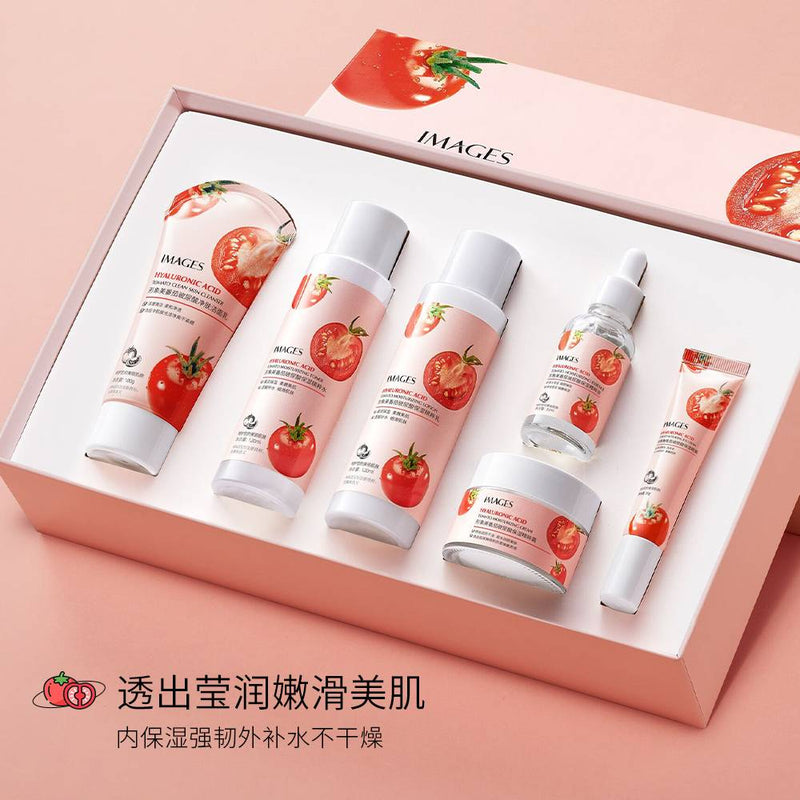 IMAGES 6 IN 1 GIFT Box Tomato Hyaluronic Acid Moisturizing Hydrating Moisturizing Cleansing Essence Skin Care Set