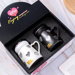 Mr Mrs Couple Ceramic Mug Set With Snow Ball Globe Lid