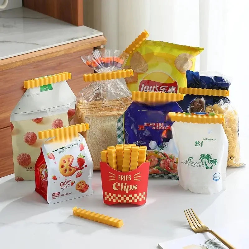 Set Of 12 French Fries Shape Sealing Clip Bag Sealer With Holder