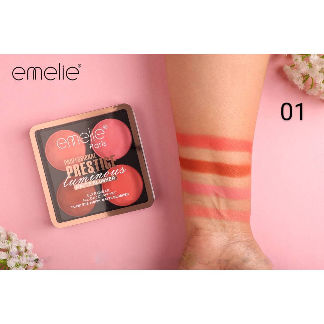 Emelie Paris Professional Prestige Luminous Flawless Finish Matte Blusher 4in1 Blush On Palette