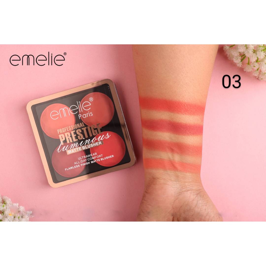 Emelie Paris Professional Prestige Luminous Flawless Finish Matte Blusher 4in1 Blush On Palette