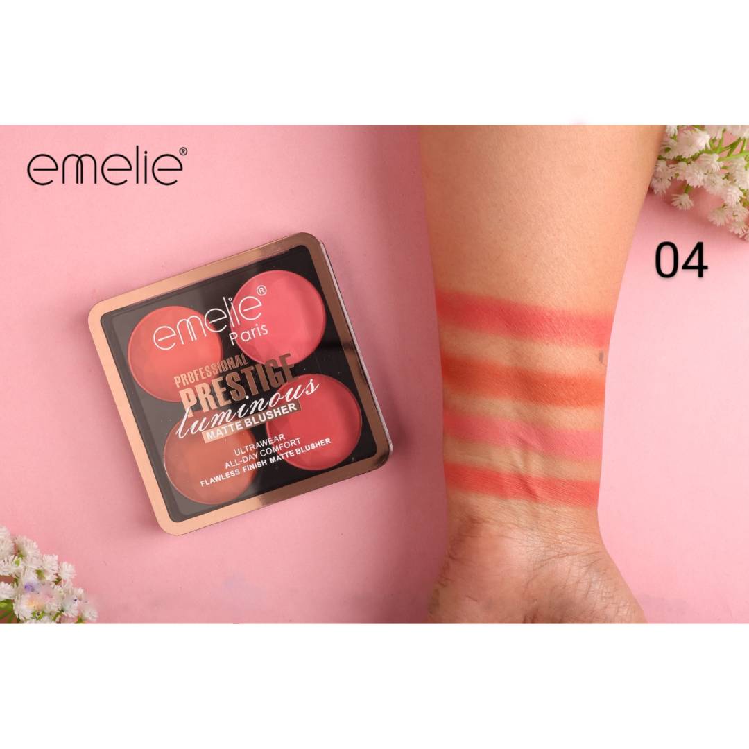 Emelie Paris Professional Prestige Luminous Flawless Finish Matte Blusher 4in1 Blush On Palette