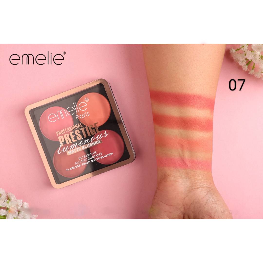 Emelie Paris Professional Prestige Luminous Flawless Finish Matte Blusher 4in1 Blush On Palette