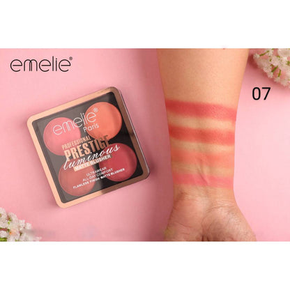 Emelie Paris Professional Prestige Luminous Flawless Finish Matte Blusher 4in1 Blush On Palette