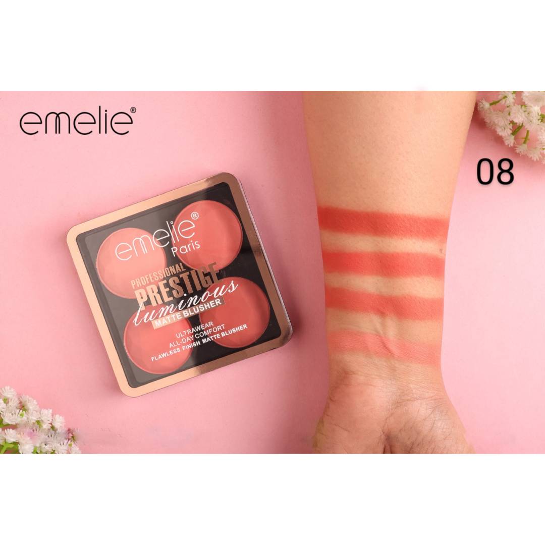 Emelie Paris Professional Prestige Luminous Flawless Finish Matte Blusher 4in1 Blush On Palette