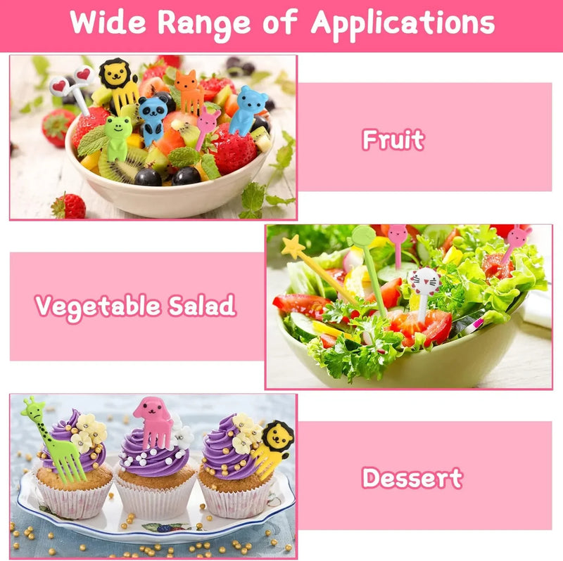 Mini Cartoon Animal Fruity Forks Reusable 50Pcs Set