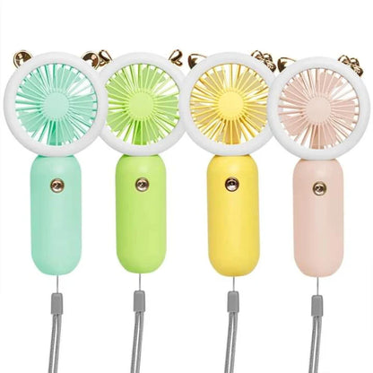Portable Handheld Cute Mini USB Rechargeable Cooling Fan With Led Light