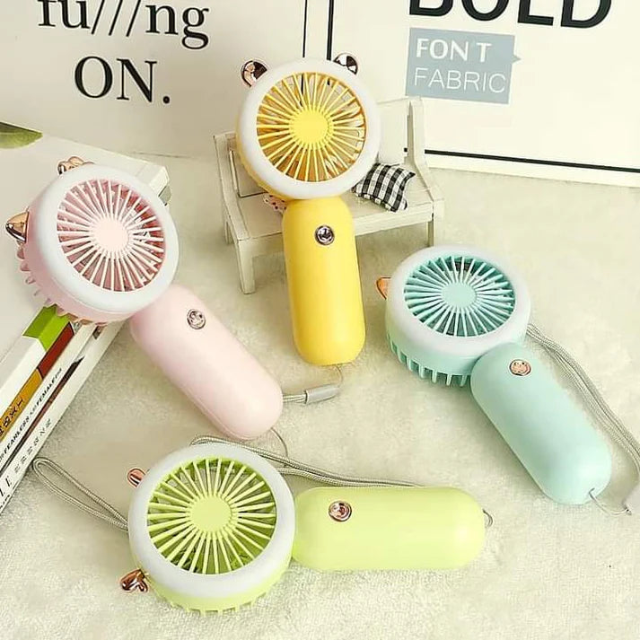Portable Handheld Cute Mini USB Rechargeable Cooling Fan With Led Light