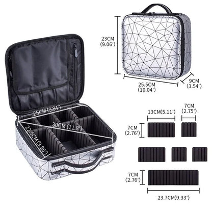 Professional Multifunctional Portable Square Partition Makeup Cosmetic Bag Organizer Traveling Storage Box