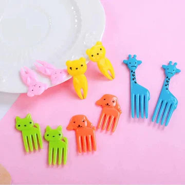 Mini Cartoon Animal Fruity Forks Reusable 50Pcs Set