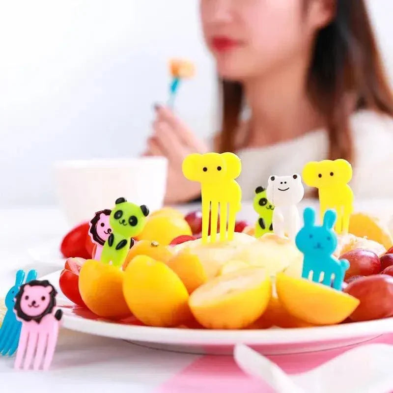 Mini Cartoon Animal Fruity Forks Reusable 50Pcs Set