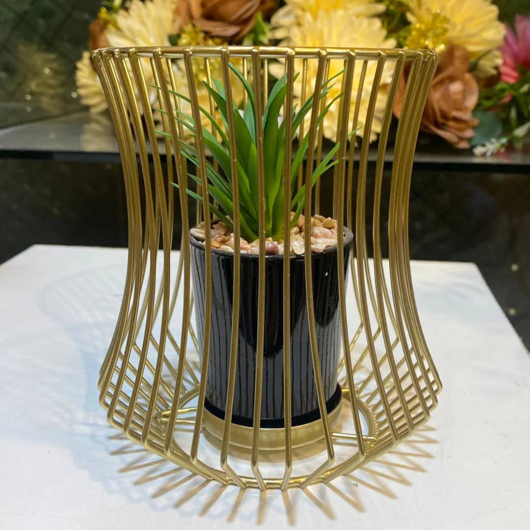 Gold Metallic Nordic Mini Artificial Cute Plant Pot Holder Stand