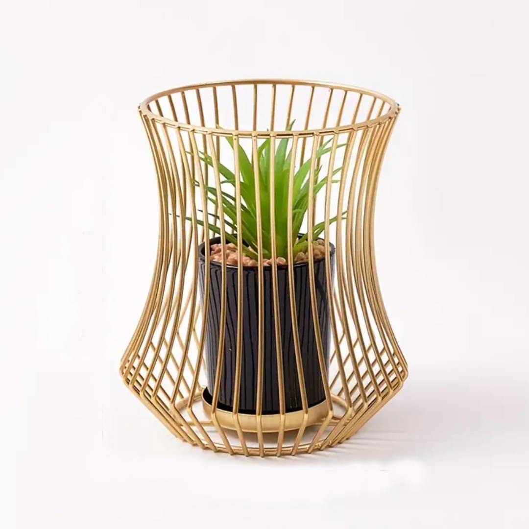 Gold Metallic Nordic Mini Artificial Cute Plant Pot Holder Stand