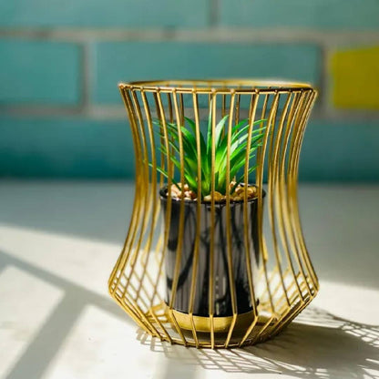 Gold Metallic Nordic Mini Artificial Cute Plant Pot Holder Stand