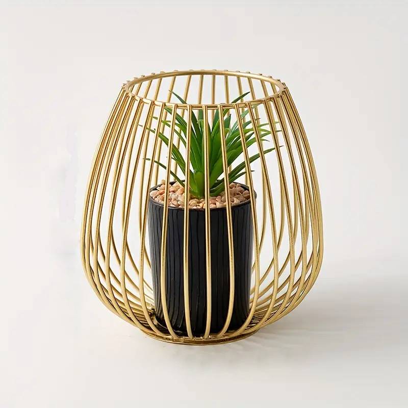 Gold Metallic Nordic Mini Artificial Greenery Potted Plant Holder Stand