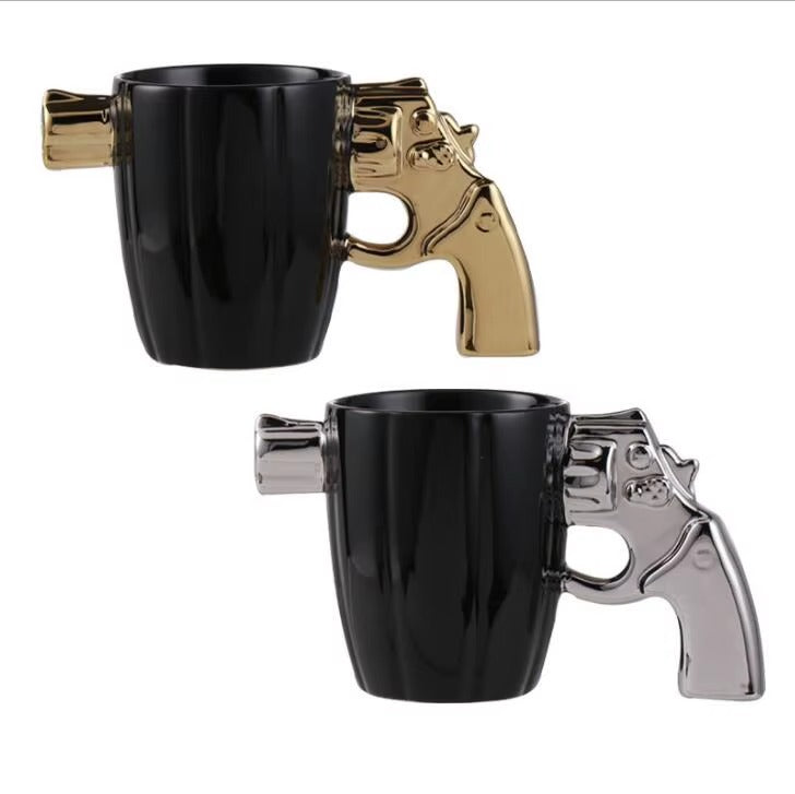 Ceramic 9mm Pistol Gun Grip Coffee Mug