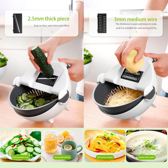 Multifunctional 9in1 Vegetable Cutter With Drain Basket