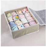 24 Grid Storage Boxes Foldable Wardrobe Drawer Divider Lidded Closet Organizer for Underwear Socks Bra High Quality Fabric