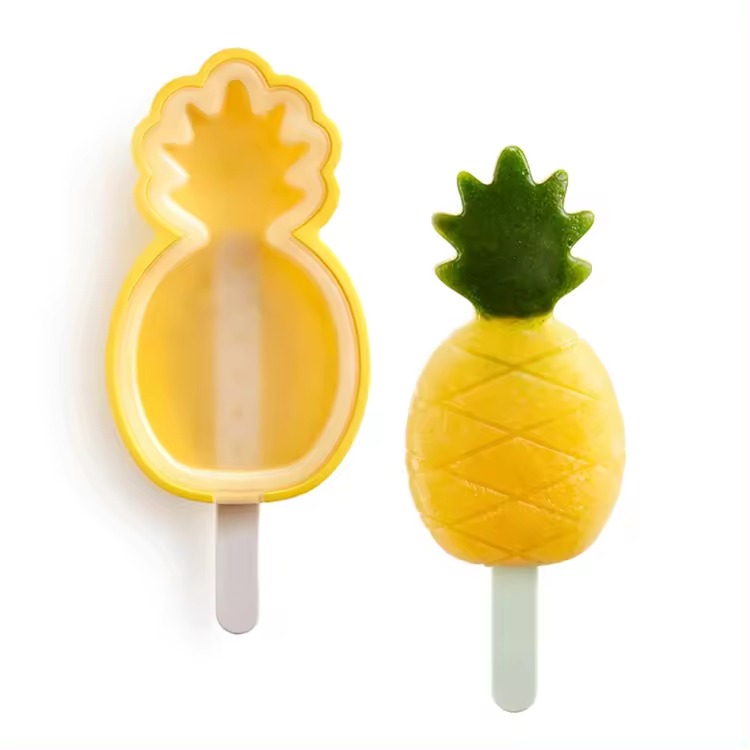 Pineapple Fruit Shape Colorful Silicone Ice Cream Popsicle Mold