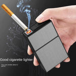 Cigarette Case With USB Electric Lighter Flameless BOX Windproof Moisture Proof Box