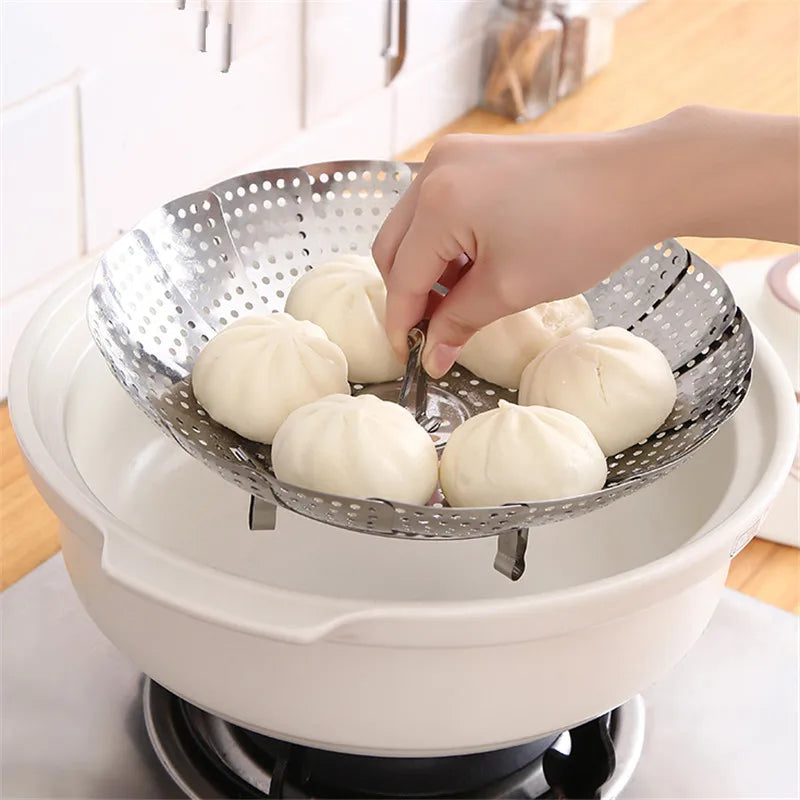 Stainless Steel Expandable Folding Dish Steamer Basket Mesh Vegetable Cooker Steamer Expandable